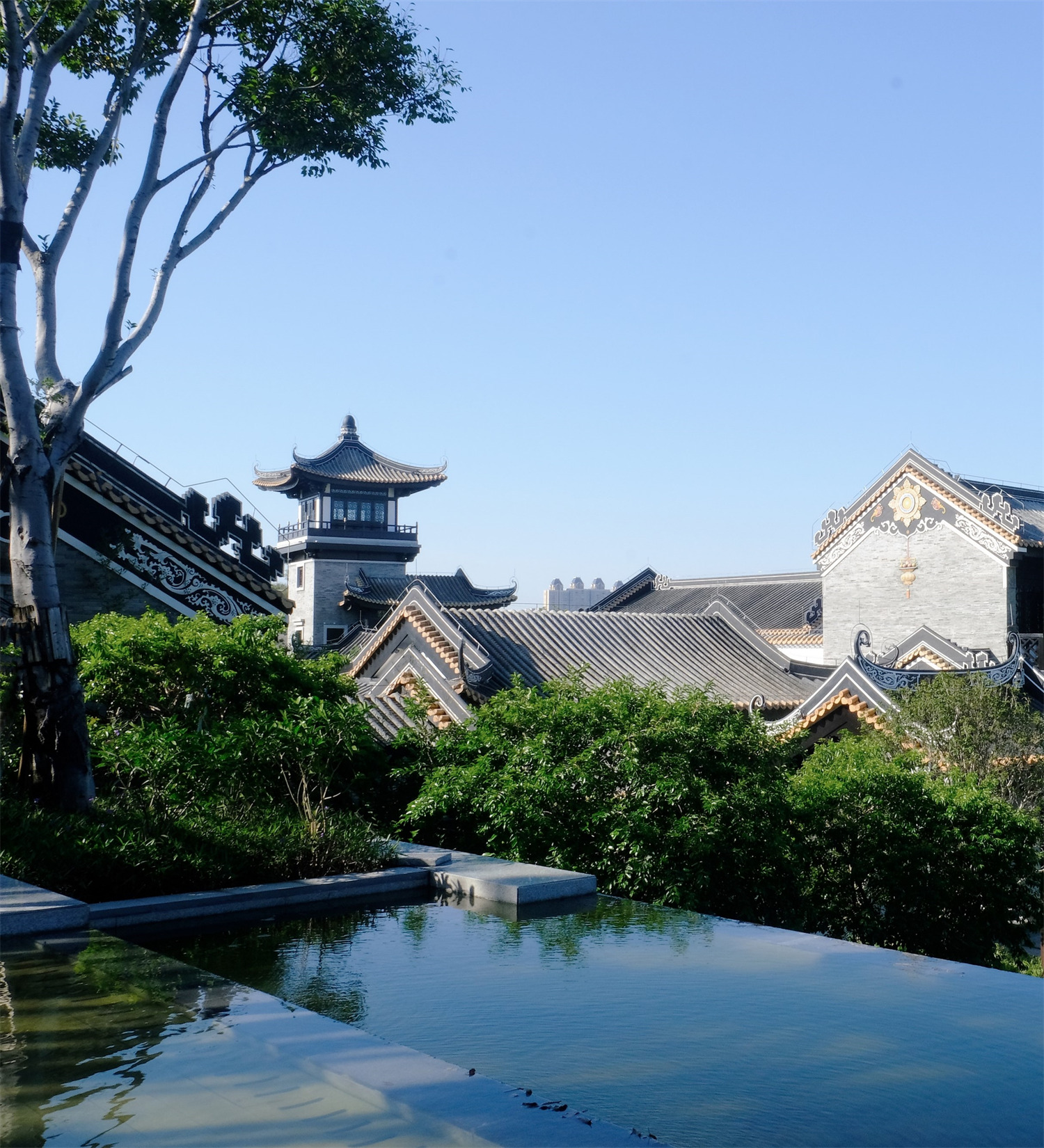 建筑庭院輪廓線的勾勒，融于綠中，宛如天然圖畫，園小卻精巧別致。     ?黃啟杰.jpg